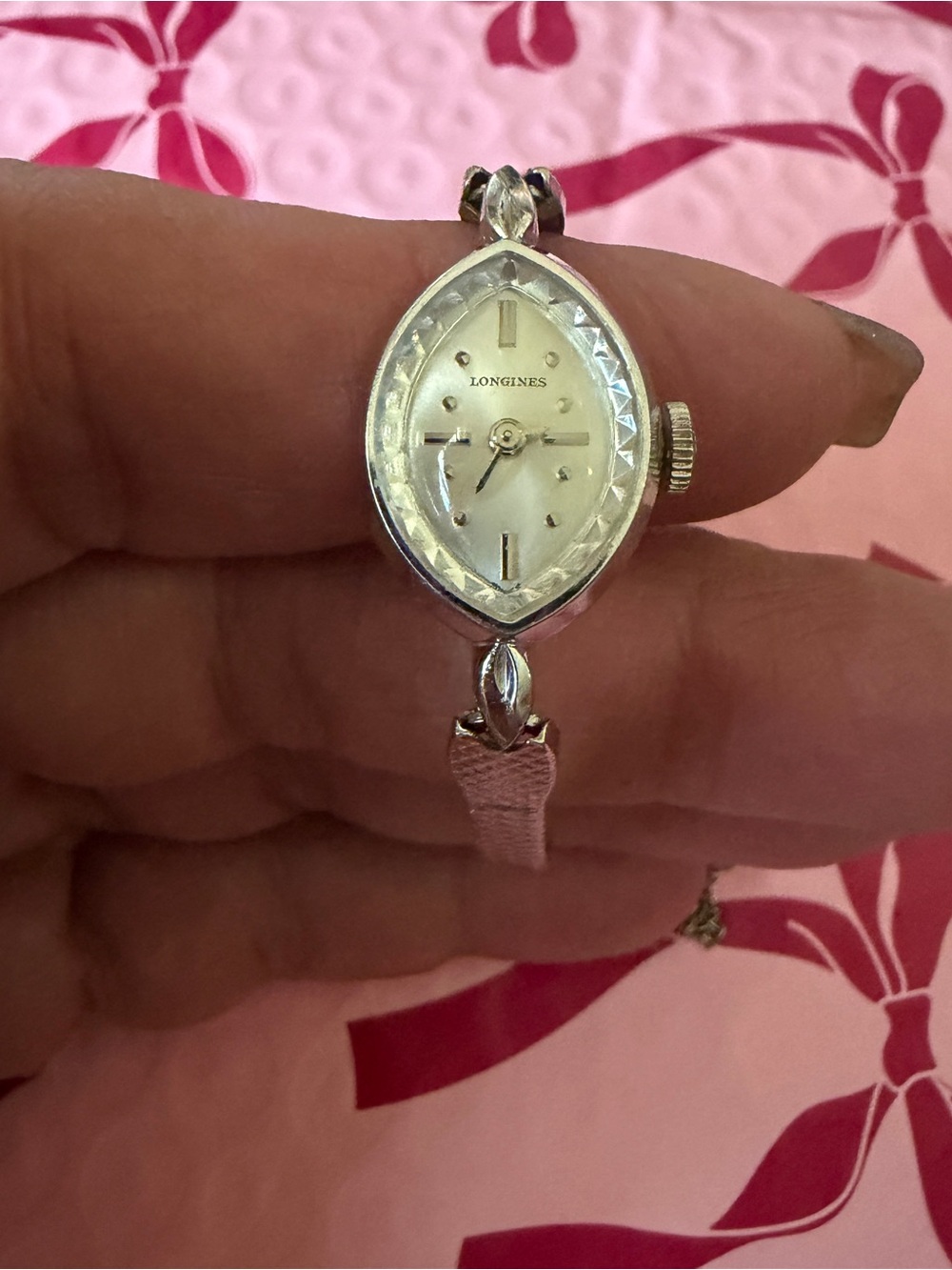Vintage Longines Silver Marquise watch. 10k gold filled.  Ladies Watch